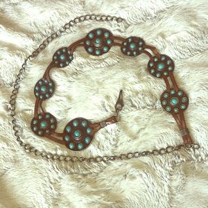 Vintage Leather/Turquoise Boho/Festival Belt